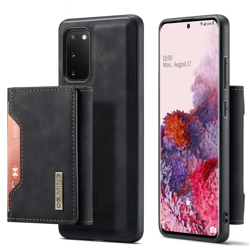 DG.MING M2-serien trådløst opladeligt aftageligt 2-i-1-pungcover, stødsikkert hybridmobilcover med vandret visningsstativ til Samsung Galaxy S20 4G/S20 5G