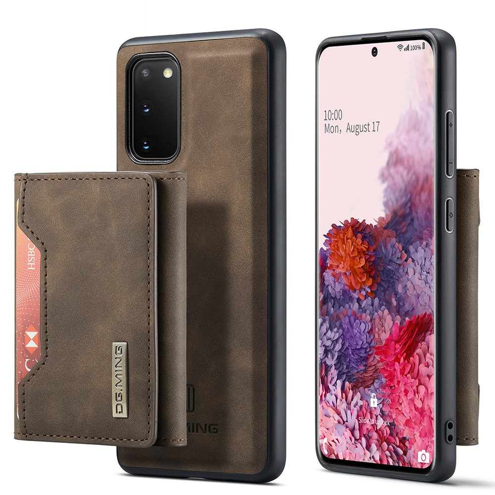 DG.MING M2-serien trådløst opladeligt aftageligt 2-i-1-pungcover, stødsikkert hybridmobilcover med vandret visningsstativ til Samsung Galaxy S20 4G/S20 5G