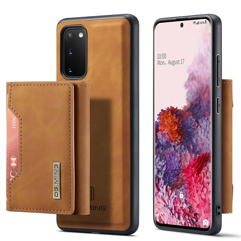 DG.MING M2-serien trådløst opladeligt aftageligt 2-i-1-pungcover, stødsikkert hybridmobilcover med vandret visningsstativ til Samsung Galaxy S20 4G/S20 5G