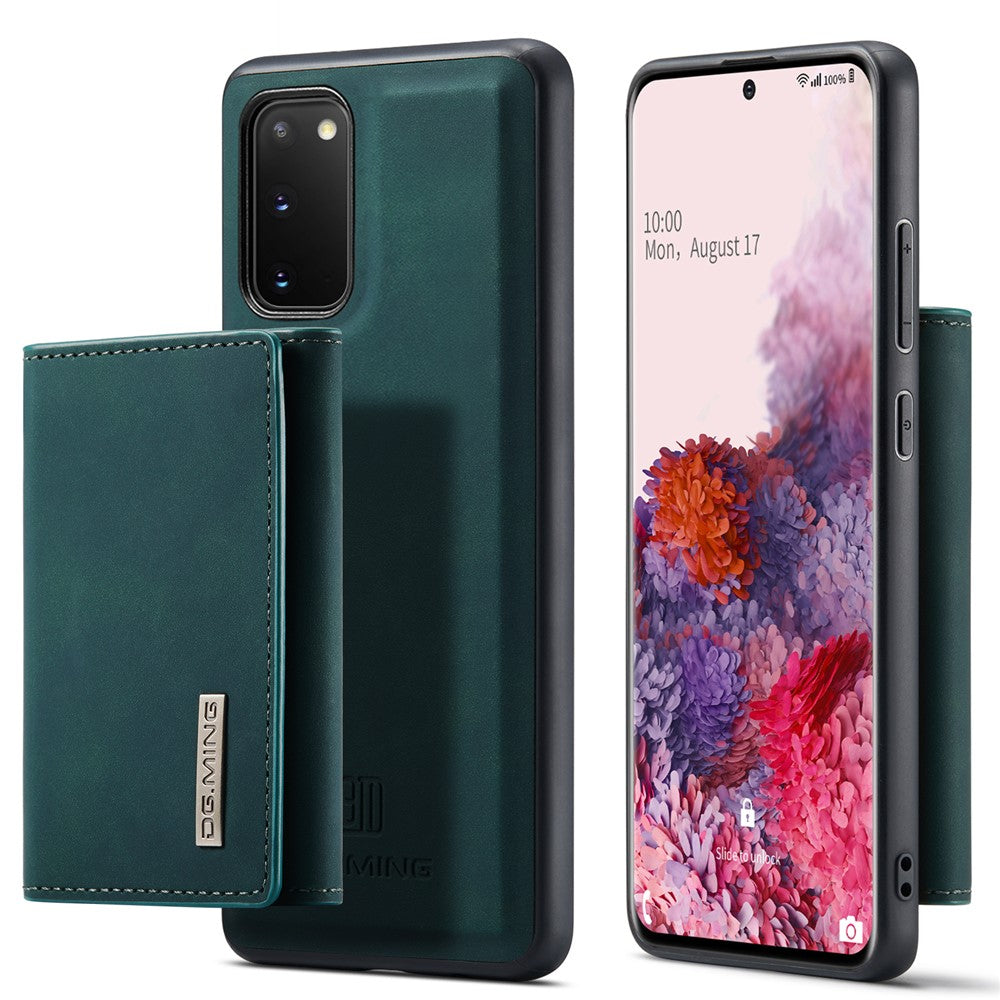 DG.MING M1-seriens mobilskal i PU + TPU + PC med bakstycke och magnetiskt trippelvikbart plånboksställ för Samsung Galaxy S20 4G / S20 5G