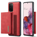 DG.MING M1-seriens mobilskal i PU + TPU + PC med bakstycke och magnetiskt trippelvikbart plånboksställ för Samsung Galaxy S20 4G / S20 5G