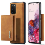 DG.MING M1-seriens mobilskal i PU + TPU + PC med bakstycke och magnetiskt trippelvikbart plånboksställ för Samsung Galaxy S20 4G / S20 5G