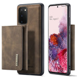 DG.MING M1-seriens mobilskal i PU + TPU + PC med bakstycke och magnetiskt trippelvikbart plånboksställ för Samsung Galaxy S20 4G / S20 5G