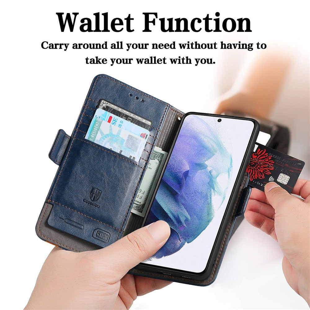 For Samsung Galaxy S21 Ultra 5G Phone Cases CASENEO PU Leather Cover Stand with RFID Blocking Wallet
