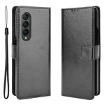 Crazy Horse Texture Leather Wallet Stand Phone Protective Case Cover with Hand Strap for Samsung Galaxy Z Fold3 5G