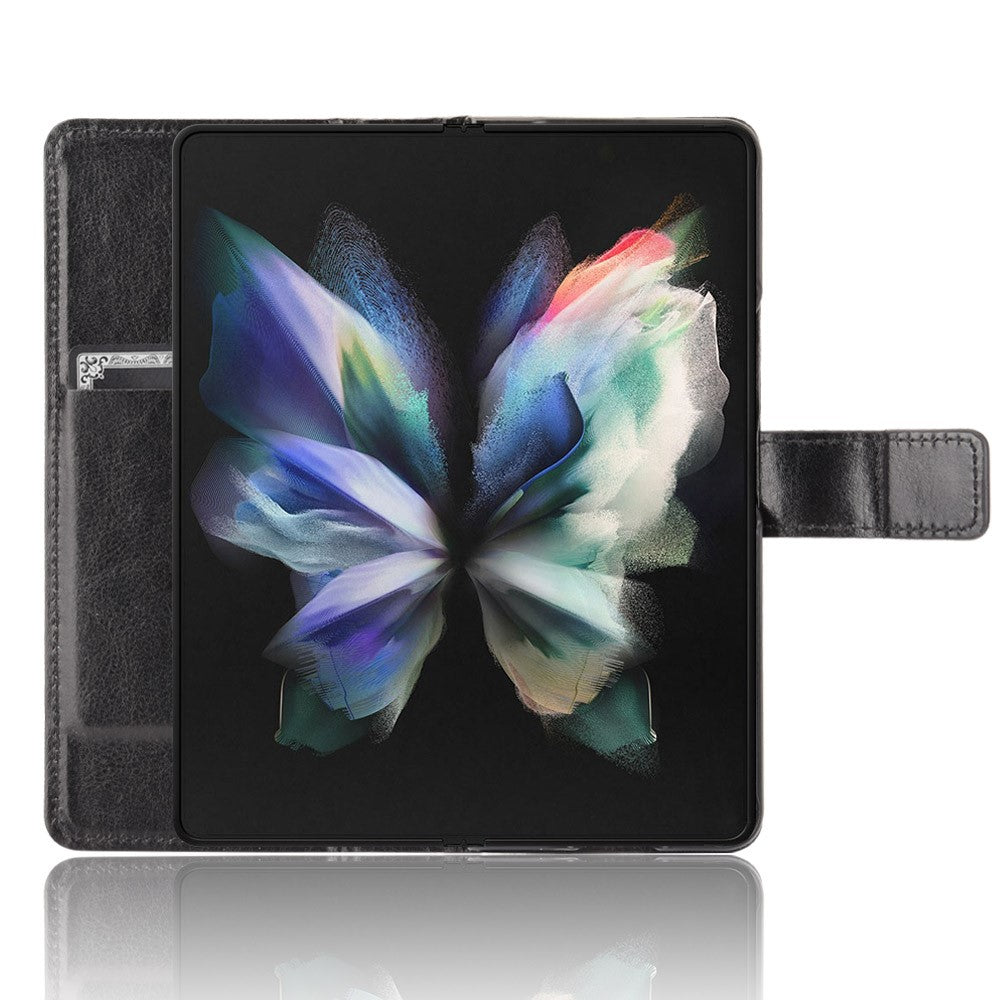 Crazy Horse Texture Leather Wallet Stand Phone Protective Case Cover with Hand Strap for Samsung Galaxy Z Fold3 5G