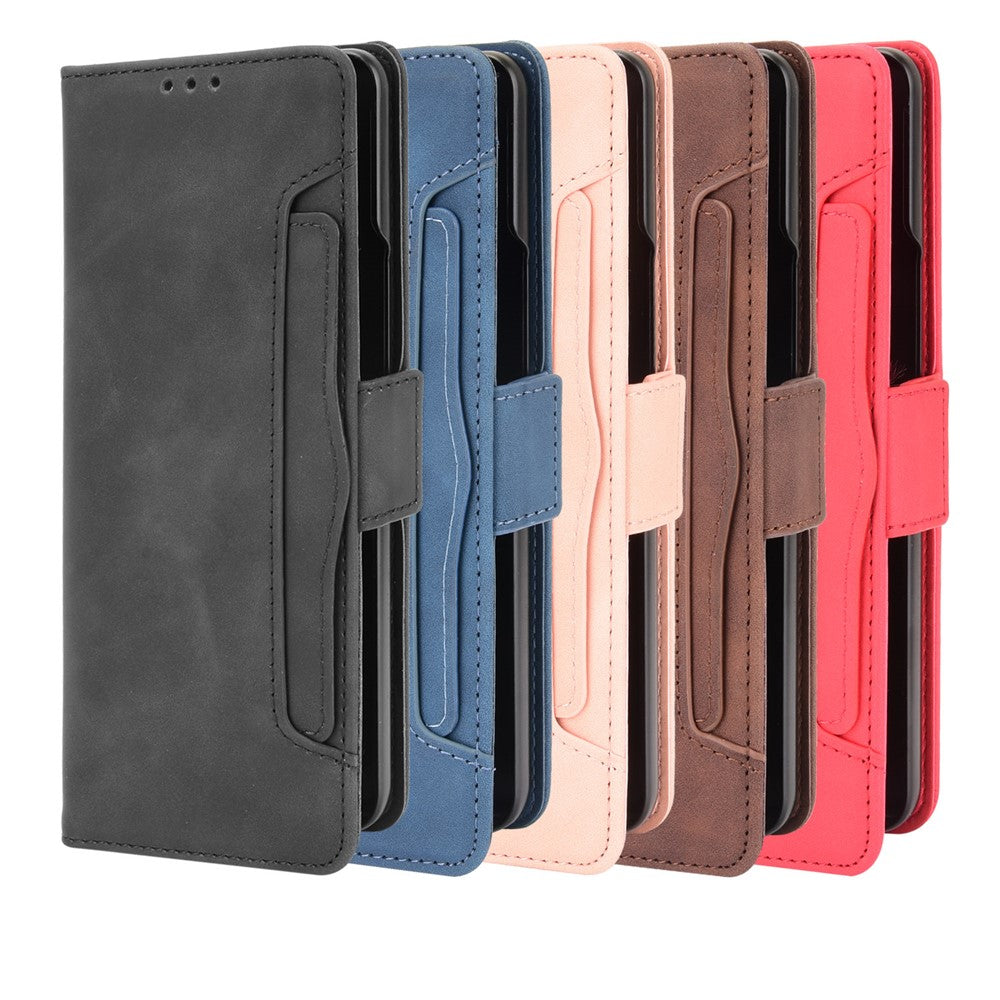 Shockproof Leather Cell Phone Cover Stand Case Shell with Multiple Card Slot for Samsung Galaxy Z Fold3 5G