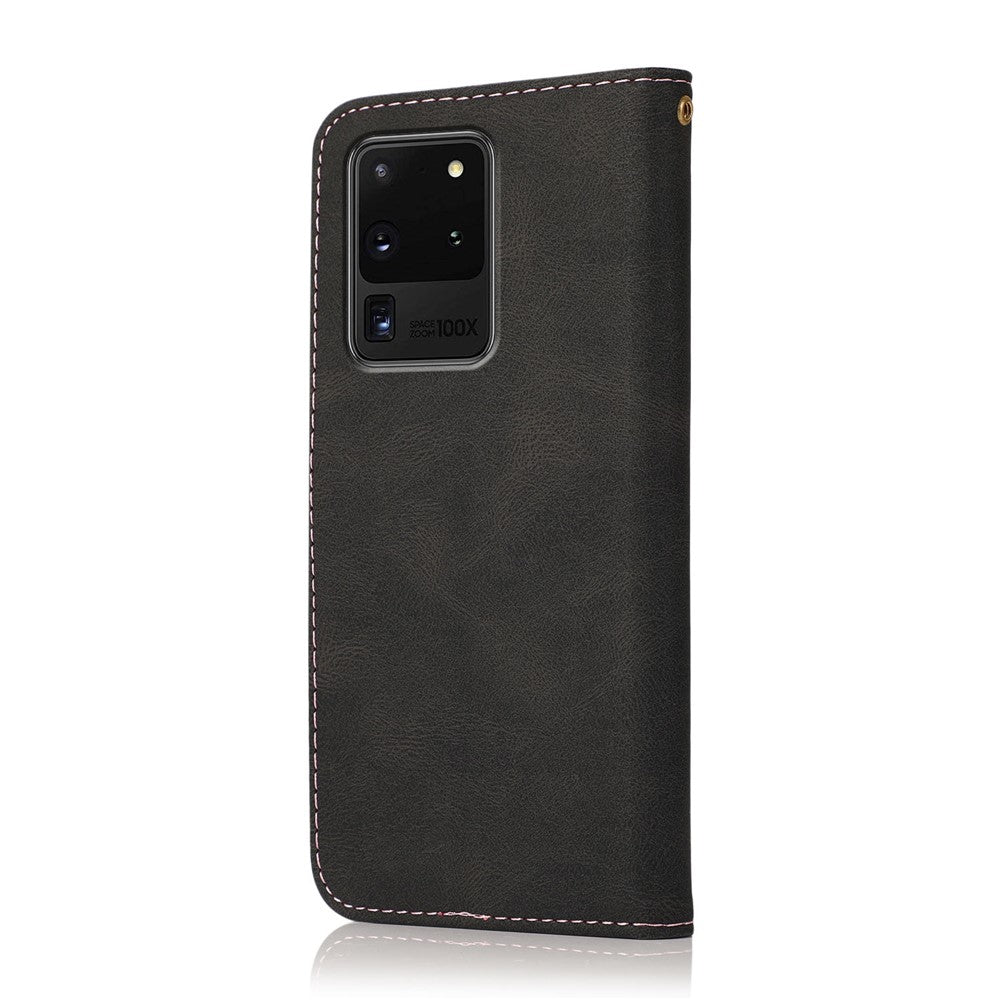 Anti-Drop Dual Color Anti-Scratch Wallet Design Leather Phone Case with Stand and Strap for Samsung Galaxy S20 Ultra