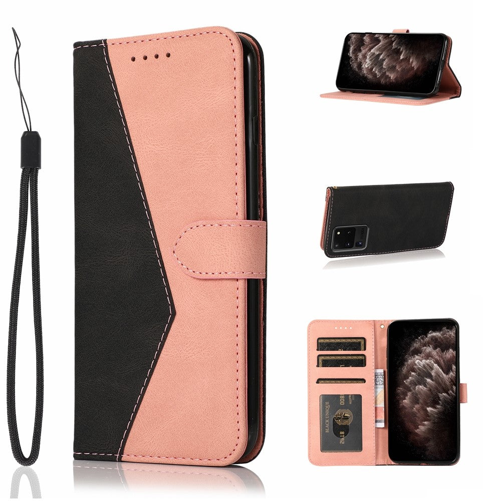 Anti-Drop Dual Color Anti-Scratch Wallet Design Leather Phone Case with Stand and Strap for Samsung Galaxy S20 Ultra