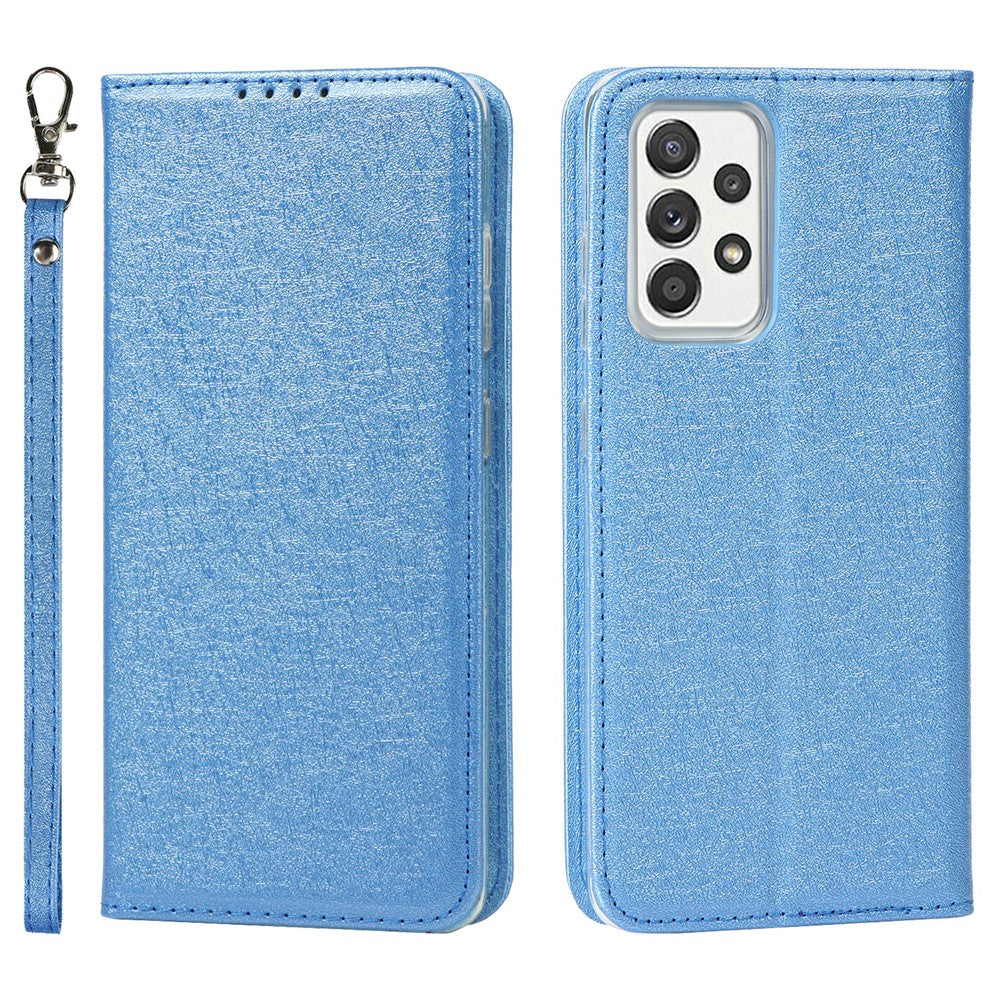 Fuld Beskyttelse Silke Tekstur Læder Pung Telefoncover til Samsung Galaxy A52 5G / A52s 5G / A52 4G