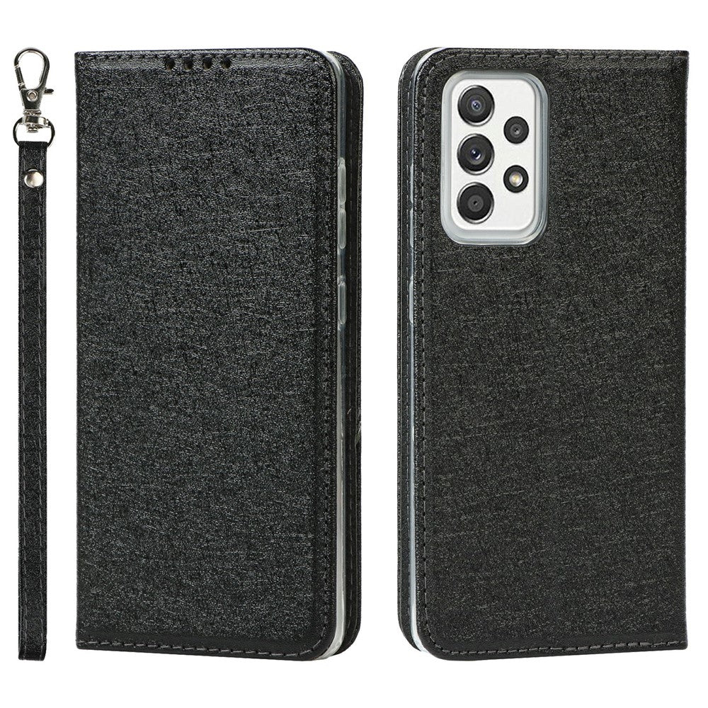 Fuld Beskyttelse Silke Tekstur Læder Pung Telefoncover til Samsung Galaxy A52 5G / A52s 5G / A52 4G
