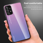 Gradient Color Glass Back Panel + TPU Frame Phone Hybrid Case Shell for Samsung Galaxy A32 4G (EU Version)