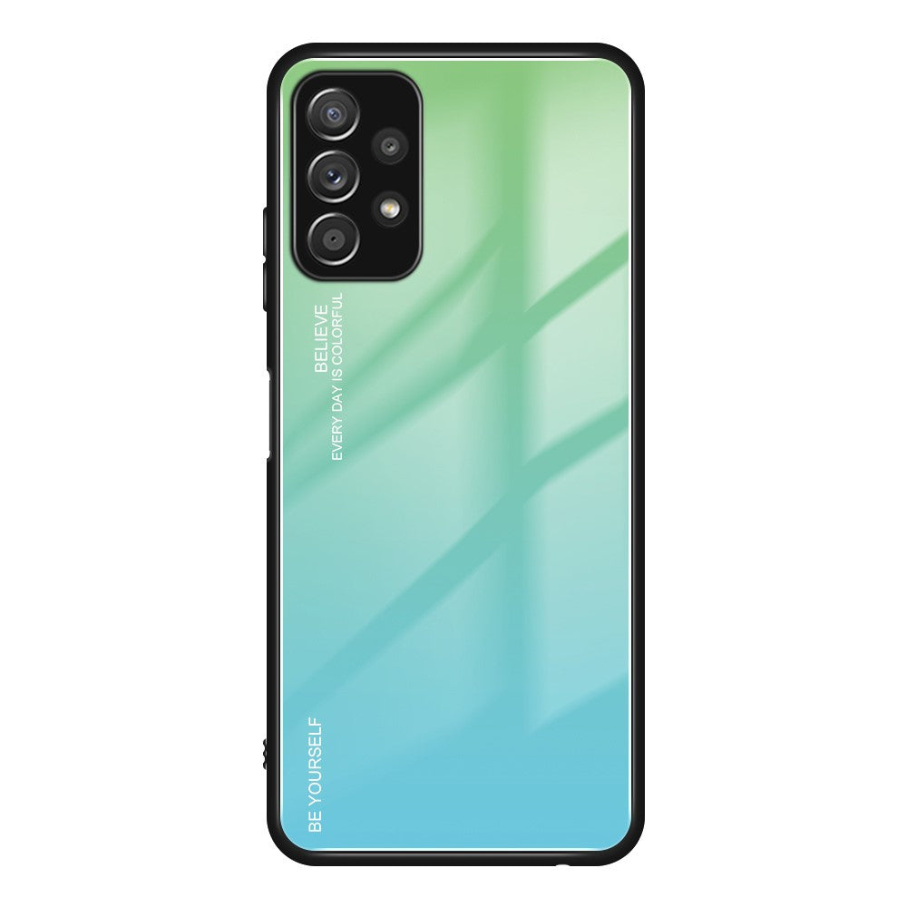 Gradient Color Glass Back Panel + TPU Frame Phone Hybrid Case Shell for Samsung Galaxy A32 4G (EU Version)