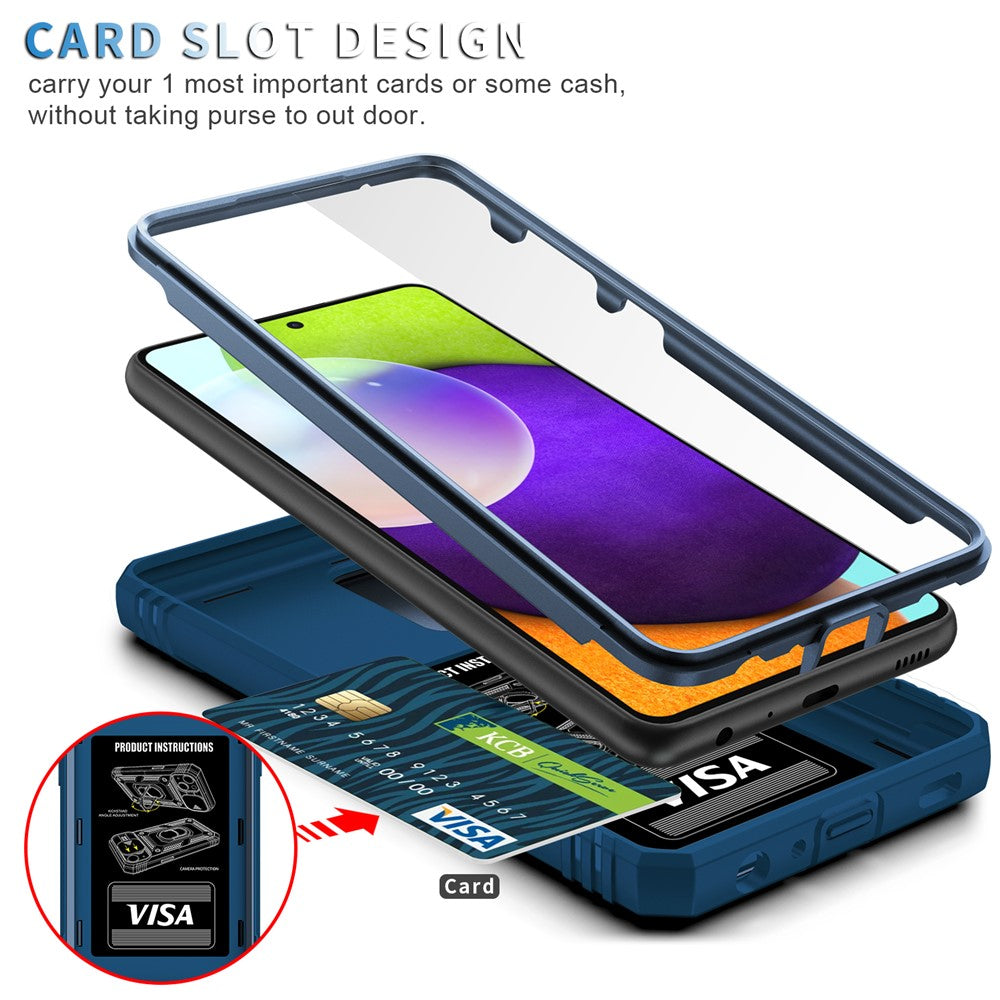 Hybridtelefoncover med kameradæksel, støttefod og kortholder til Samsung Galaxy A52s 5G/A52 4G / 5G