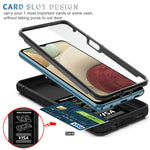 Stötsäkert PC + TPU Hybrid Stativ Kortplats mobilskal med Sidokameraskydd för Samsung Galaxy A12