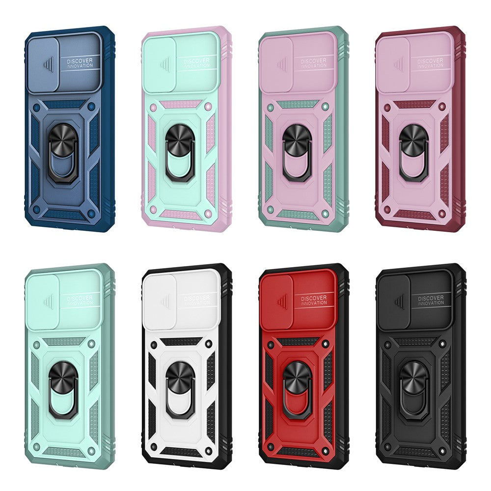 Stödjande 3-i-1 TPU-skyddsfodral Stötsäkert PC-skal med kamerareglage för Samsung Galaxy S21 5G/4G