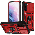 Stödjande 3-i-1 TPU-skyddsfodral Stötsäkert PC-skal med kamerareglage för Samsung Galaxy S21 5G/4G