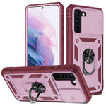 Stödjande 3-i-1 TPU-skyddsfodral Stötsäkert PC-skal med kamerareglage för Samsung Galaxy S21 5G/4G