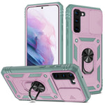 Stödjande 3-i-1 TPU-skyddsfodral Stötsäkert PC-skal med kamerareglage för Samsung Galaxy S21 5G/4G