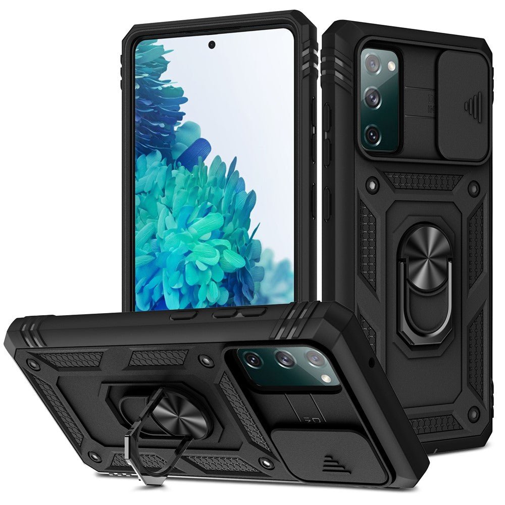 Camera Slider Design 3-in-1 TPU + PC + Metal Phone Cover Case for Samsung Galaxy S20 FE 2022/S20 FE 4G/S20 FE 5G/S20 Lite