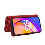 Oppo A54 5G / A74 5G / A93 5G Plånboksfodral med dragkedja, 15 kortfack och rem Läderfodral