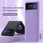 Anti-Scratch Genuine Leather Back Hard PC Hybrid Protective Case for Samsung Galaxy Z Flip3 5G