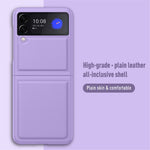 Anti-Scratch Genuine Leather Back Hard PC Hybrid Protective Case for Samsung Galaxy Z Flip3 5G