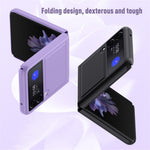 Anti-Scratch Genuine Leather Back Hard PC Hybrid Protective Case for Samsung Galaxy Z Flip3 5G