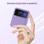Anti-Scratch Genuine Leather Back Hard PC Hybrid Protective Case for Samsung Galaxy Z Flip3 5G