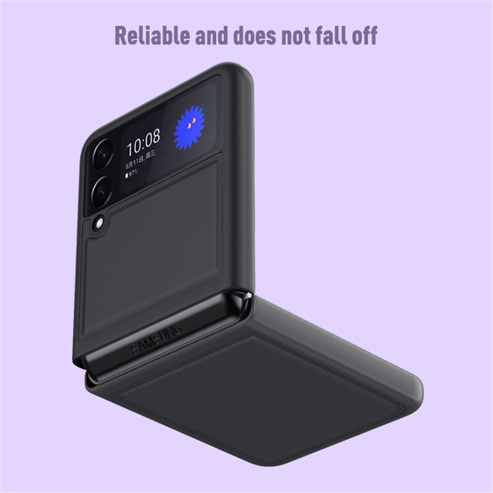 Anti-Scratch Genuine Leather Back Hard PC Hybrid Protective Case for Samsung Galaxy Z Flip3 5G