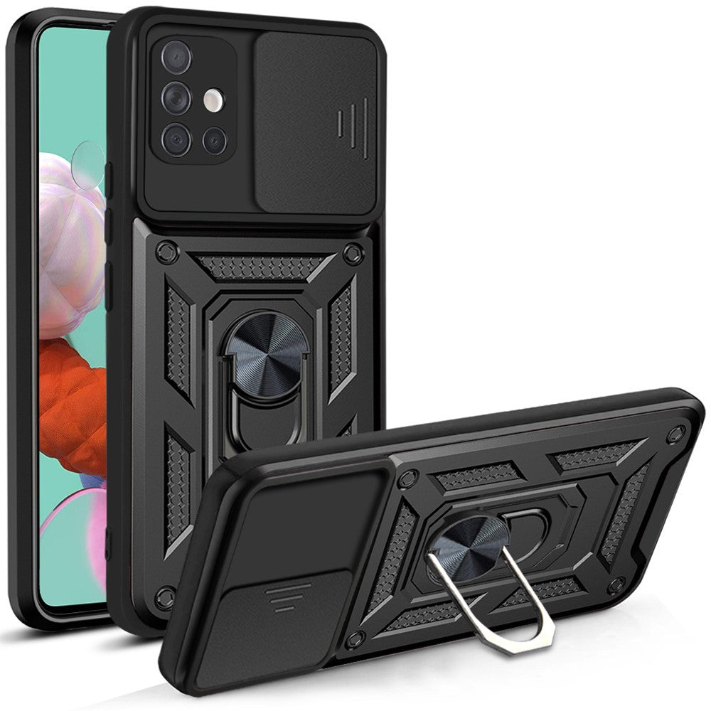 Slitstarkt PC + TPU-skydd med glidande kamera och stöd för Samsung Galaxy A51 4G SM-A515