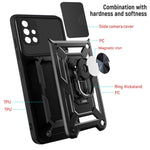 Anti-fingeraftryk Holdbar PC + TPU Kameracover med Skydelåg og Stander til Samsung Galaxy A51 4G SM-A515
