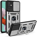 Slidstærkt PC + TPU-cover med glidende kameradæksel og støtte til Samsung Galaxy A51 4G SM-A515