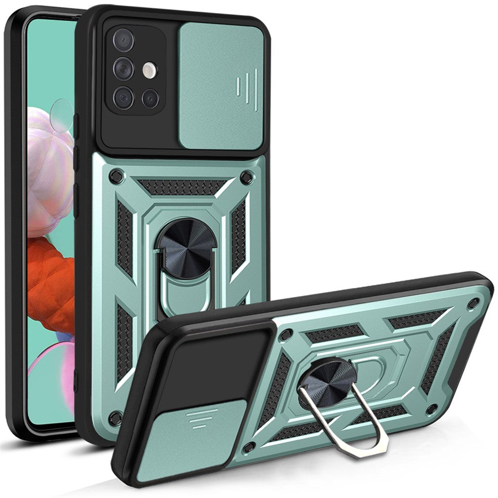 Anti-fingeraftryk Holdbar PC + TPU Kameracover med Skydelåg og Stander til Samsung Galaxy A51 4G SM-A515