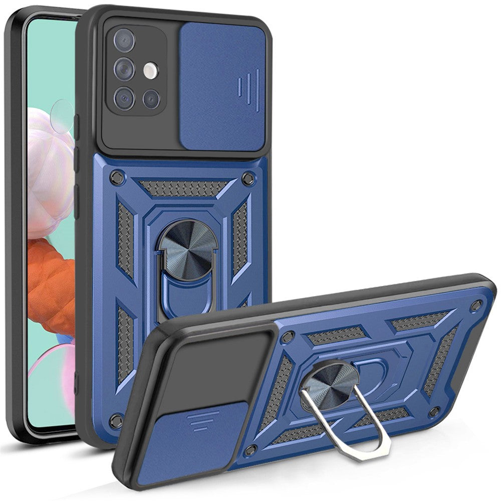 Anti-fingeraftryk Holdbar PC + TPU Kameracover med Skydelåg og Stander til Samsung Galaxy A51 4G SM-A515