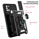 Kickstand PC + TPU Anti-fingerprint Durable Slide Camera Cover Phone Case for Samsung Galaxy A21s