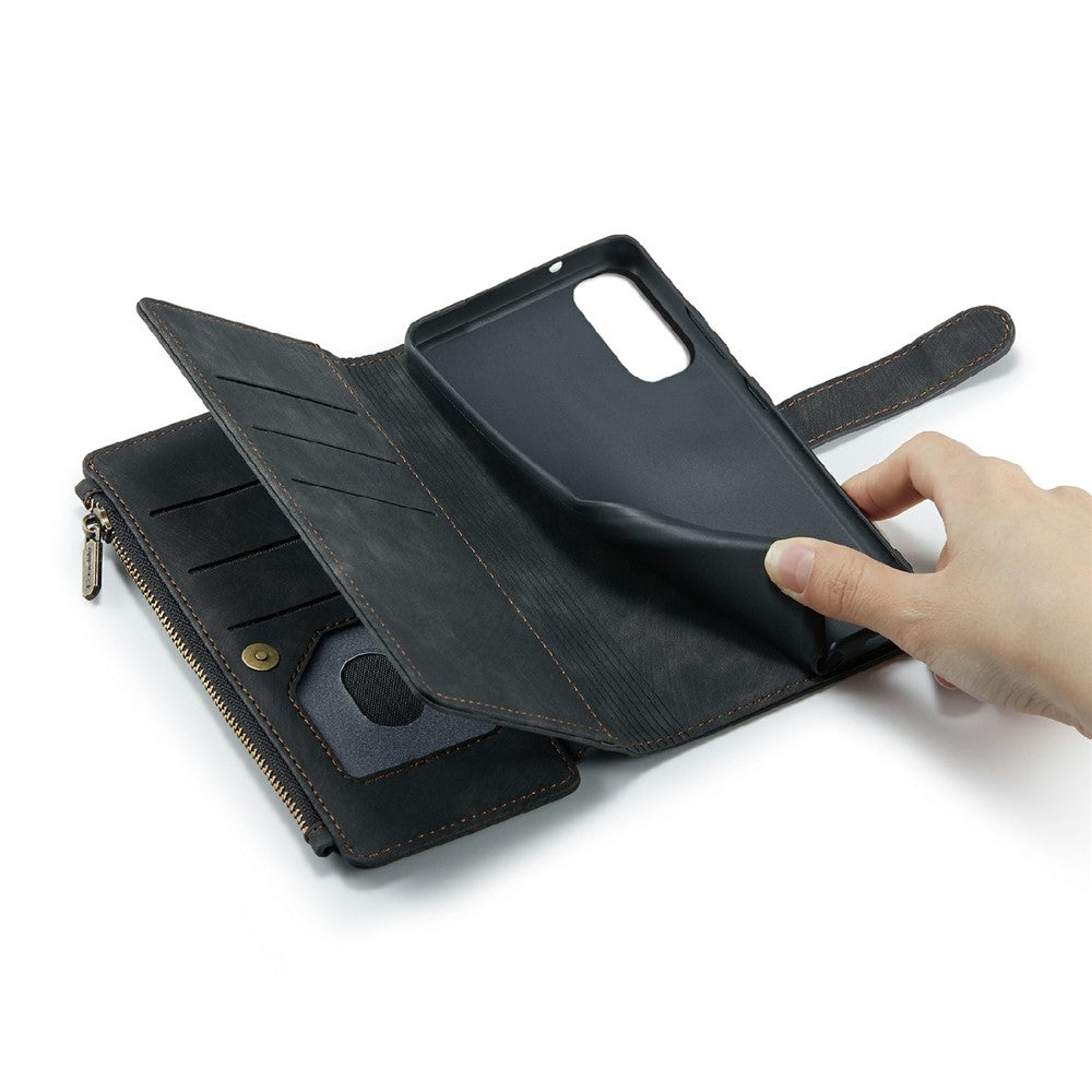 For Samsung Galaxy S20 FE 2022 / S20 FE 4G / S20 FE 5G / S20 Lite Phone Cases with Strap CASEME C30 Zipper Multiple Card Holder PU Leather Cover