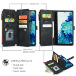 For Samsung Galaxy S20 FE 2022 / S20 FE 4G / S20 FE 5G / S20 Lite Phone Cases with Strap CASEME C30 Zipper Multiple Card Holder PU Leather Cover