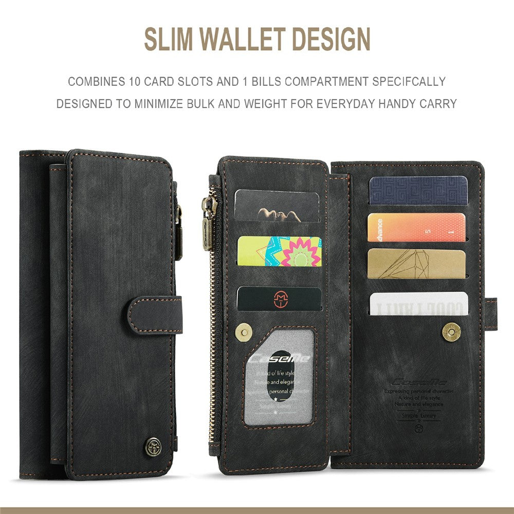 For Samsung Galaxy S20 FE 2022 / S20 FE 4G / S20 FE 5G / S20 Lite Phone Cases with Strap CASEME C30 Zipper Multiple Card Holder PU Leather Cover