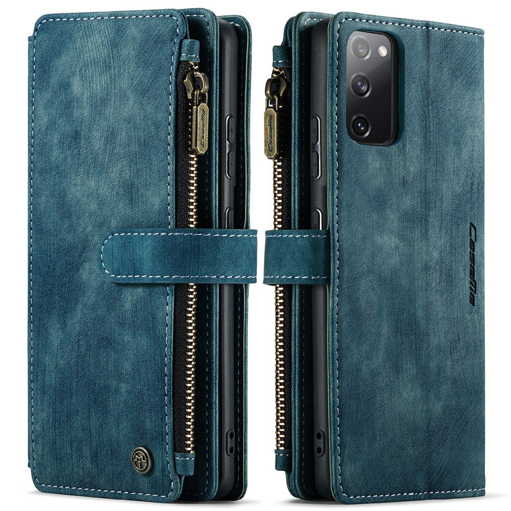 For Samsung Galaxy S20 FE 2022 / S20 FE 4G / S20 FE 5G / S20 Lite Phone Cases with Strap CASEME C30 Zipper Multiple Card Holder PU Leather Cover