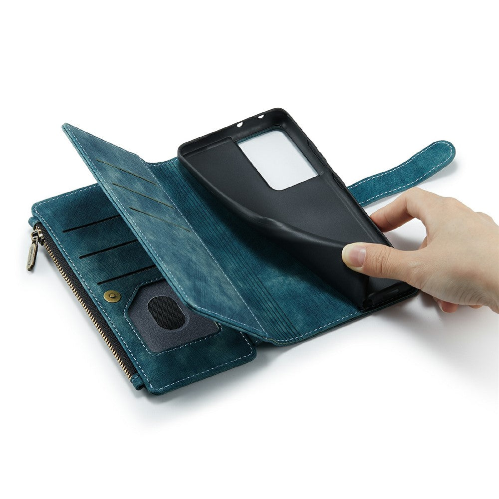 For Samsung Galaxy S21 Ultra 5G Phone Cases with Strap CASEME C30 Zipper Multiple Card Holder PU Leather Cover