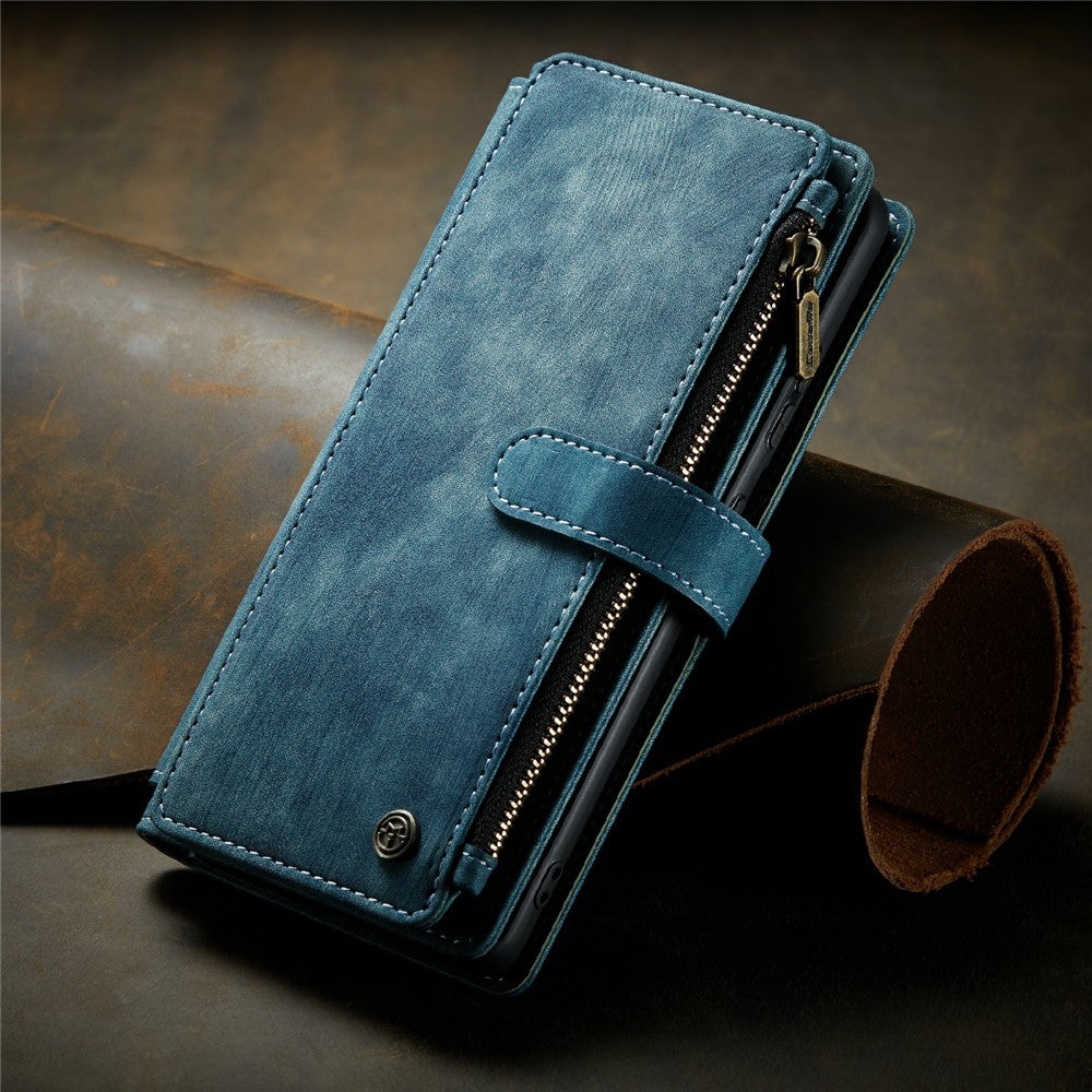 For Samsung Galaxy S21 Ultra 5G Phone Cases with Strap CASEME C30 Zipper Multiple Card Holder PU Leather Cover
