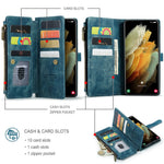 For Samsung Galaxy S21 Ultra 5G Phone Cases with Strap CASEME C30 Zipper Multiple Card Holder PU Leather Cover