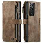 For Samsung Galaxy S21 Ultra 5G Phone Cases with Strap CASEME C30 Zipper Multiple Card Holder PU Leather Cover