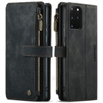 For Samsung Galaxy S20 Plus Phone Cases with Strap CASEME C30 Zipper Multiple Card Holder PU Leather Cover