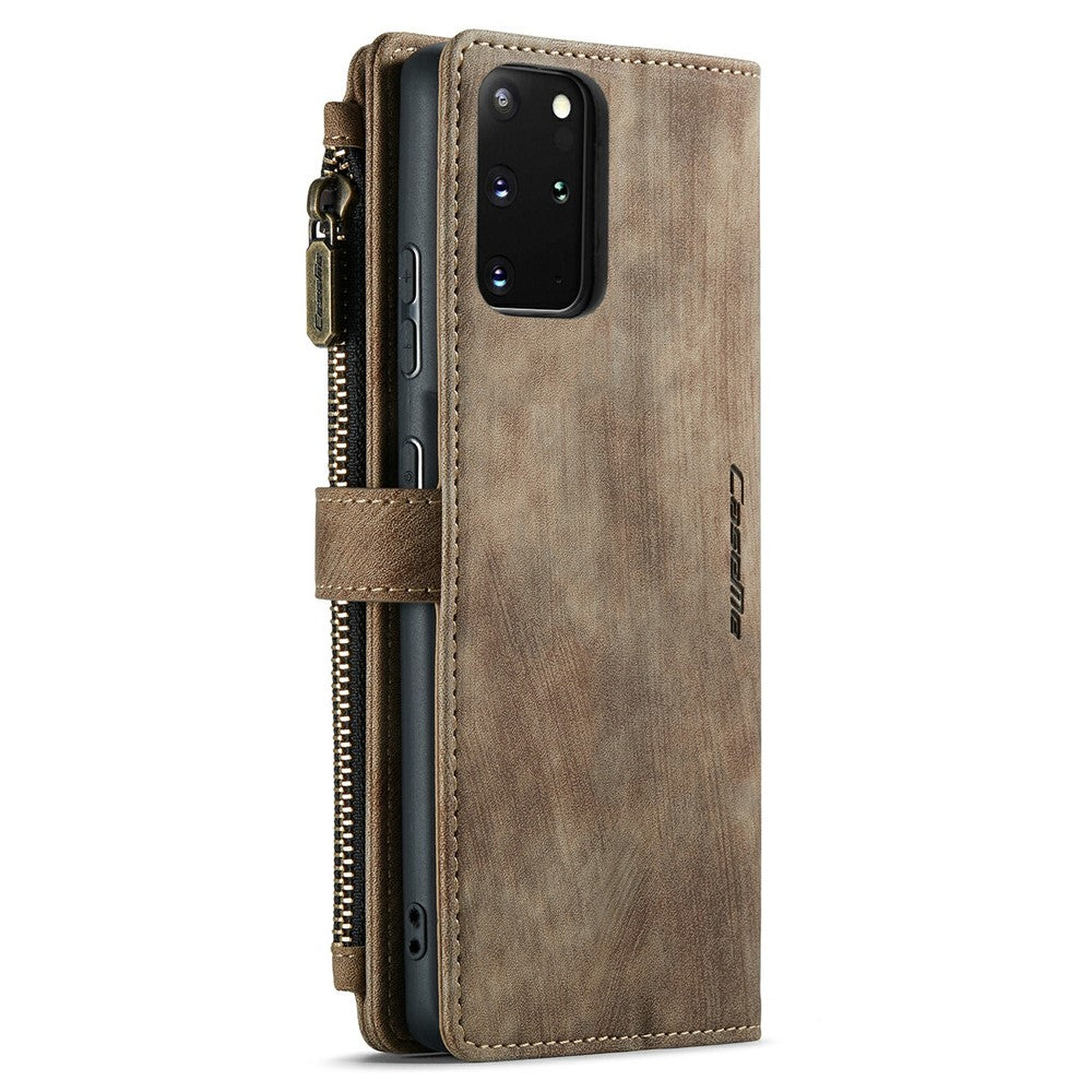 For Samsung Galaxy S20 Plus Phone Cases with Strap CASEME C30 Zipper Multiple Card Holder PU Leather Cover