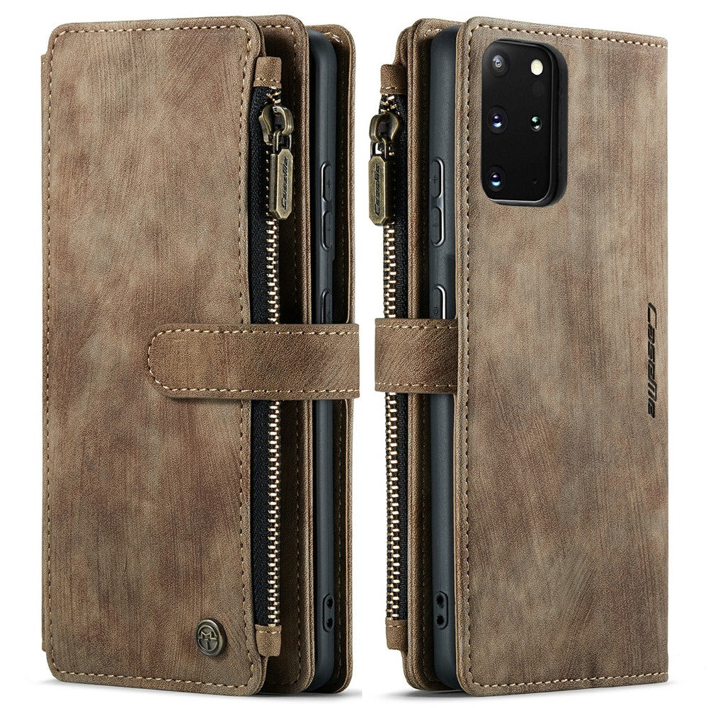 For Samsung Galaxy S20 Plus Phone Cases with Strap CASEME C30 Zipper Multiple Card Holder PU Leather Cover