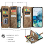 For Samsung Galaxy S20 Plus Phone Cases with Strap CASEME C30 Zipper Multiple Card Holder PU Leather Cover