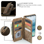 For Samsung Galaxy S20 Plus Phone Cases with Strap CASEME C30 Zipper Multiple Card Holder PU Leather Cover