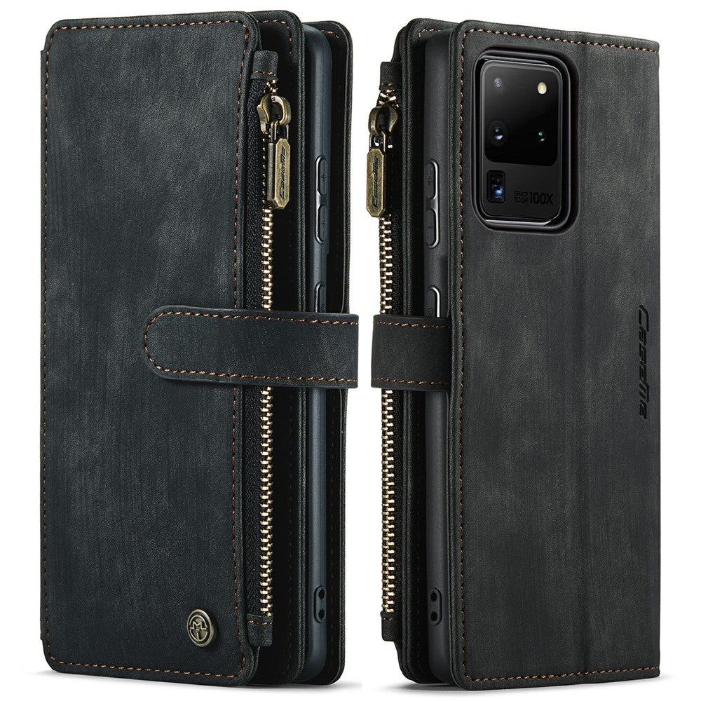 Til Samsung Galaxy S20 Ultra S21 Ultra 5G Telefoncovers med strop CASEME C30 Lynlås Flere Kortlommer PU Læder Cover